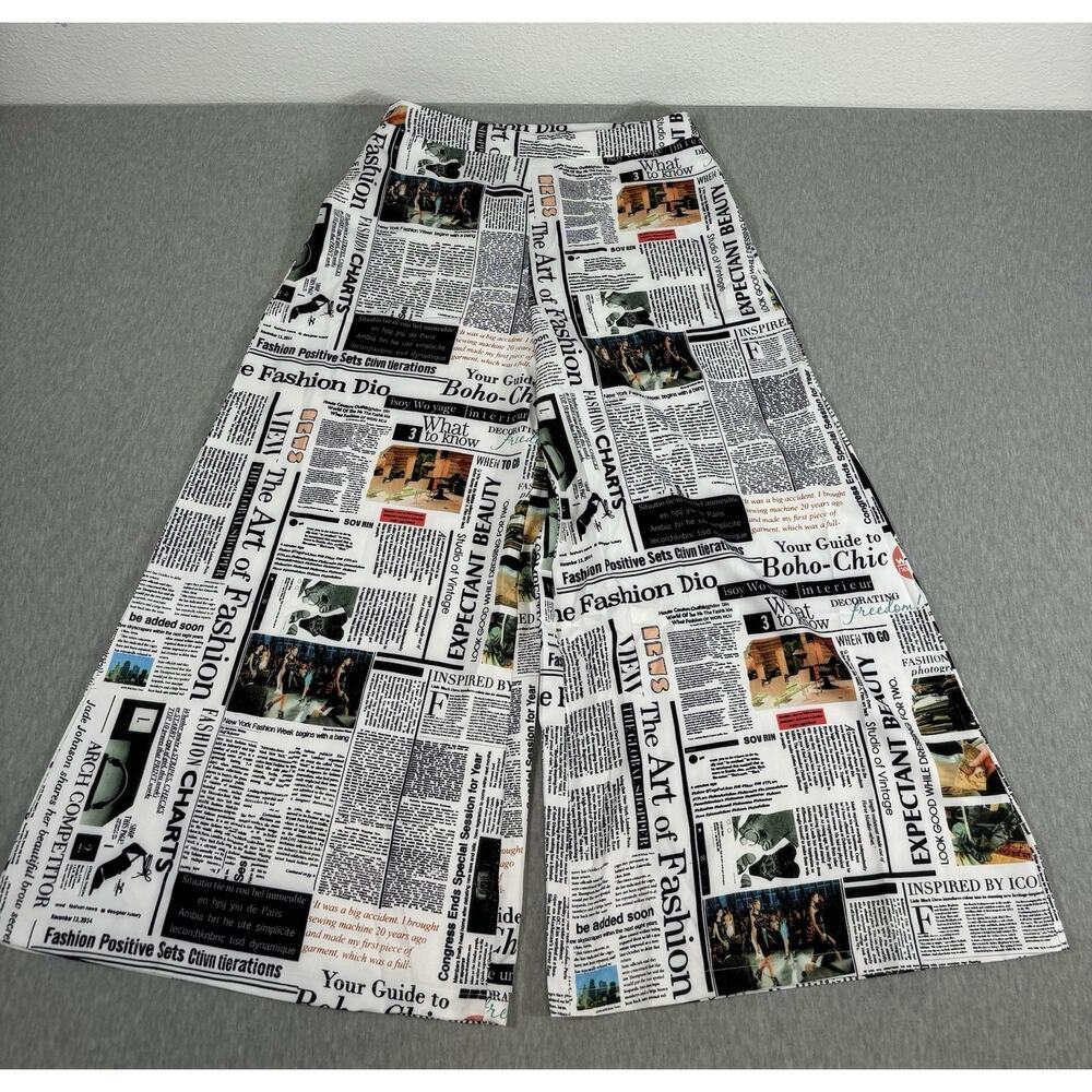 Stylewe Pants Womens‎ 2XL Wide Leg Polyester Fashion Newpaper Print Polyester